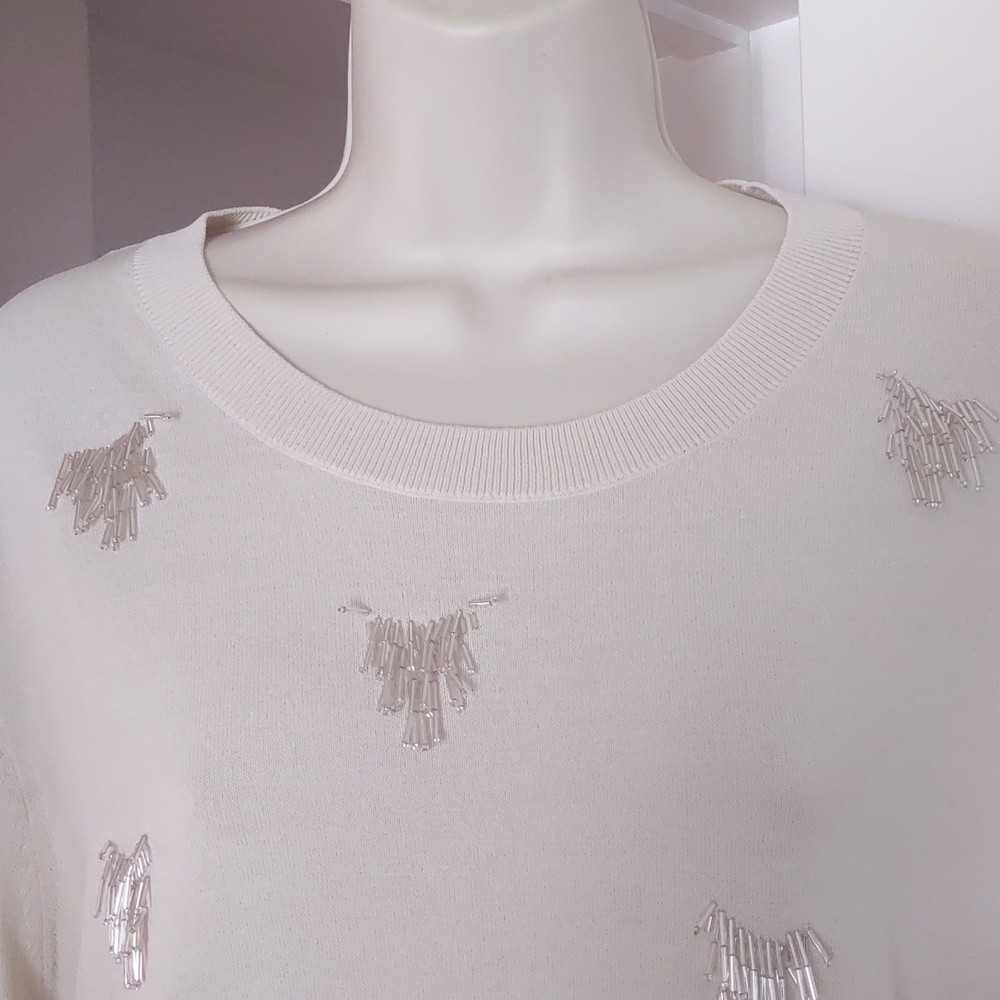 H&M Edition Cream Sweater with Silver Bead Embellishments - MEDIUM - Picture 3 of 7